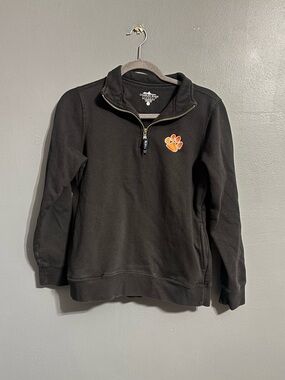 Charles river apparel black quarter zip crimson tiger logo pullover size medium